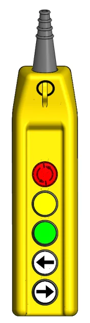 Hängetaster mit Not-Halt, Start und Richtungstasten für den elektrohydraulischen Werkzeugwender