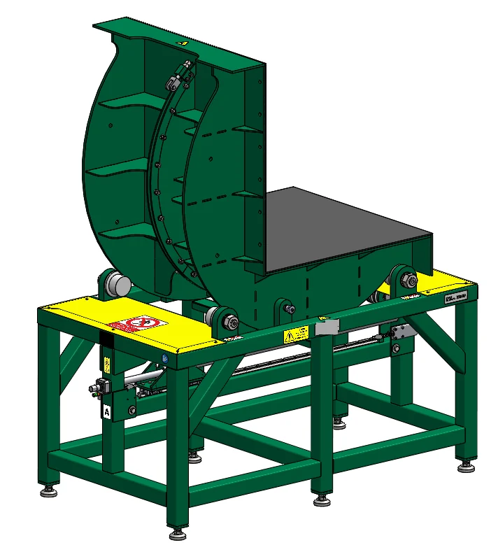 Mechanischer Werkzeugwender mit Trommel und Kettenführung, Ansicht von der Antriebsseite