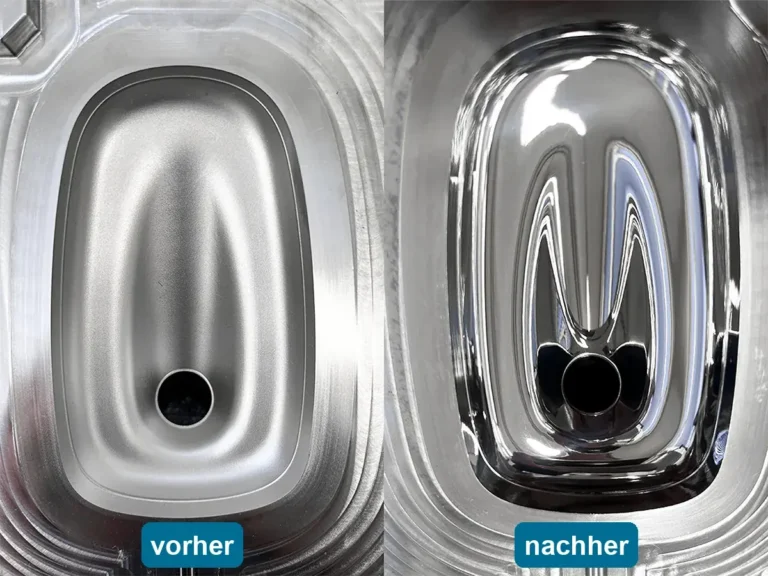 Formeinsatz vor und nach dem Hochglanzpolieren