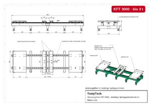 Technische Zeichnung Werkzeugöffner für dreiteilige Spritzgussformen 3 t (KFT 3000)