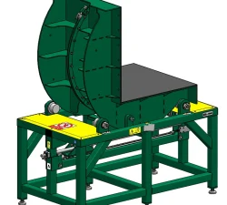 Mechanischer Werkzeugwender mit Trommel und Kettenführung, Ansicht von der Antriebsseite