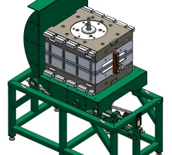 Spritzgussform nach der 90-Grad-Drehung im mechanischen Werkzeugwender