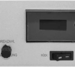 Bedienfeld der Poliermaschine PCA 01 mit Not-Aus, Drehzahlregler und Display