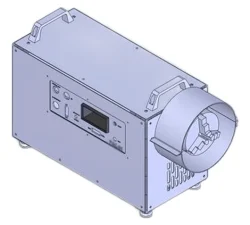 Poliermaschine PCA 01 mit Bedienfeld und Spannfutter, isometrische Ansicht