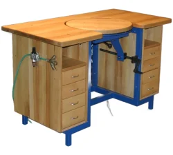 Werkbank bis 400 kg mit Drehteller, Kippspindel und Schubladenschränken